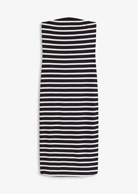 geripptes Bandeau-Kleid in schwarz von vorne - bonprix