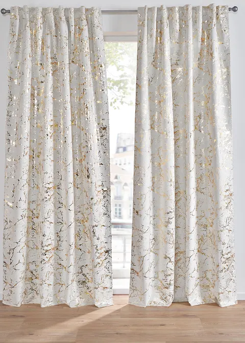 Verdunkelungsvorhang mit Glanz Druck (1er Pack) in beige - bonprix