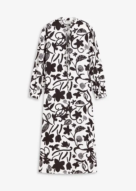Kaftan-Kleid aus fließender Viskose in schwarz von vorne - bonprix