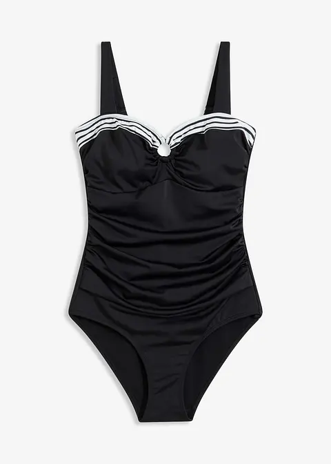Shape Badeanzug leichte Formkraft in schwarz von vorne - bonprix