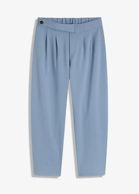 Jersey-Hose mit Bundfalten in blau von vorne - bonprix