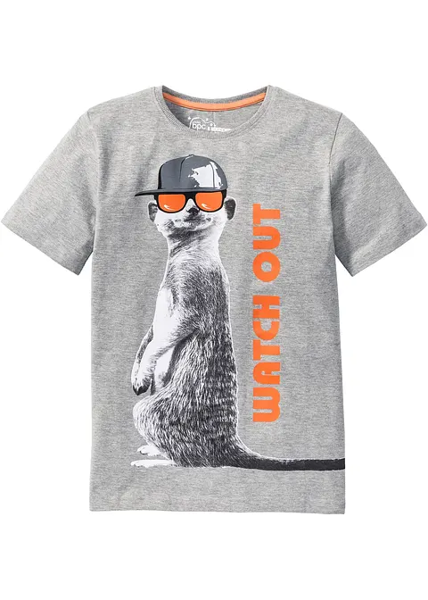 T-Shirt mit Bio-Baumwolle in grau von vorne - bonprix