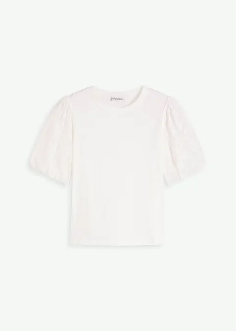 Shirt aus reiner Baumwolle in weiß von vorne - bonprix