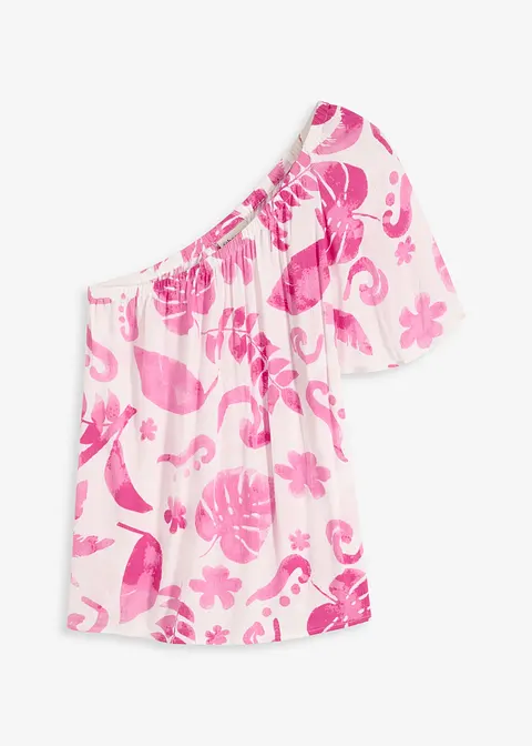 One-Shoulder-Bluse aus strukturierter Viskose in weiß von vorne - bonprix
