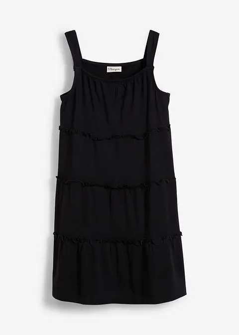 Trägerkleid aus reiner Bio-Baumwolle in schwarz von vorne - bonprix