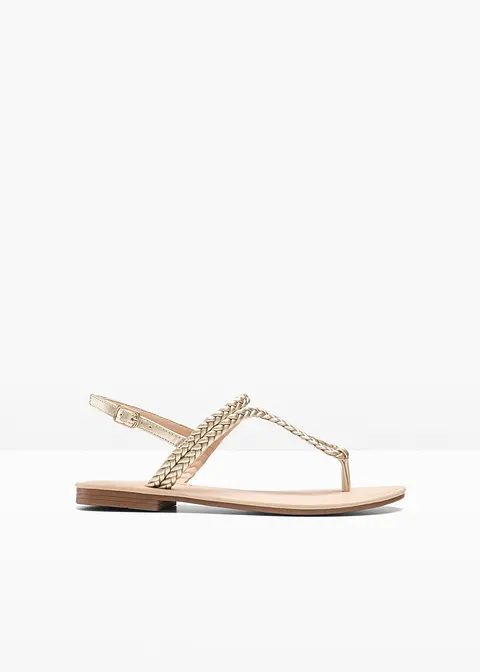 Zehensteg Sandale in gold von vorne - bonprix