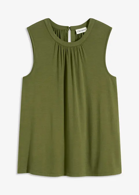 Jersey Blusentop in grün von vorne - bonprix