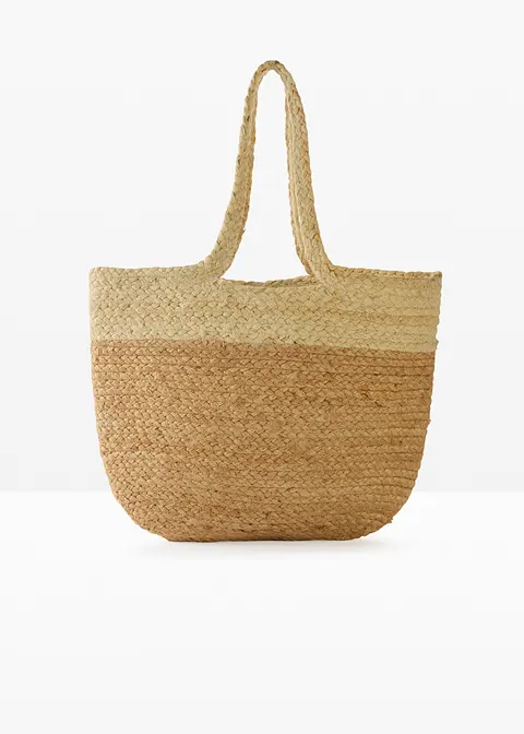 Strohshopper in beige von vorne - bonprix