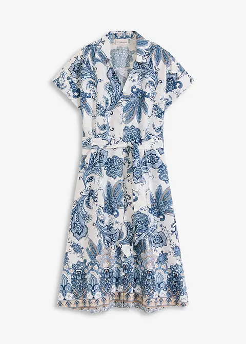Kleid mit Bindeband in beige von vorne - bonprix