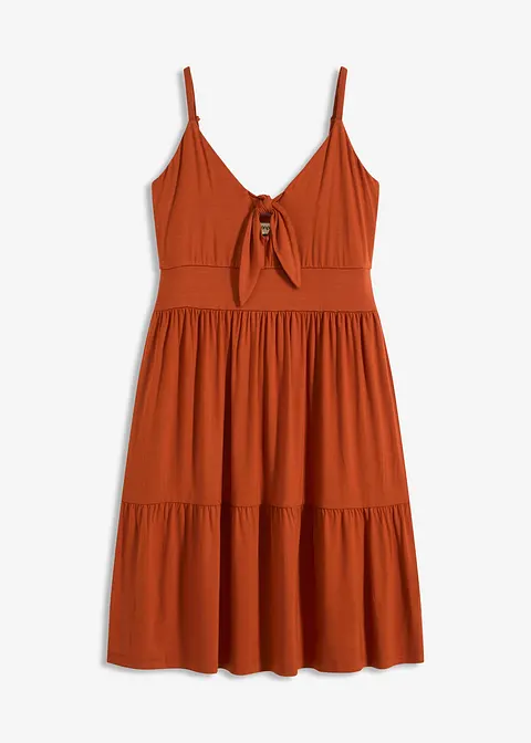 Trägerkleid mit Knotendetail in braun von vorne - bonprix