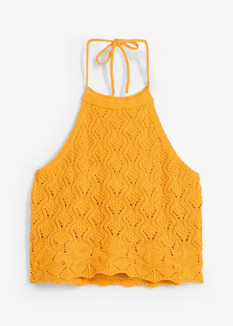 Neckholder Stricktop in orange von vorne - bonprix
