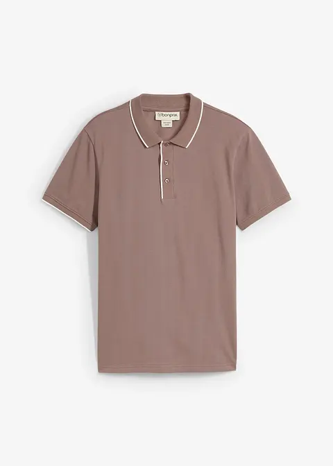 Piqué-Poloshirt aus reiner Baumwolle in braun von vorne - bonprix
