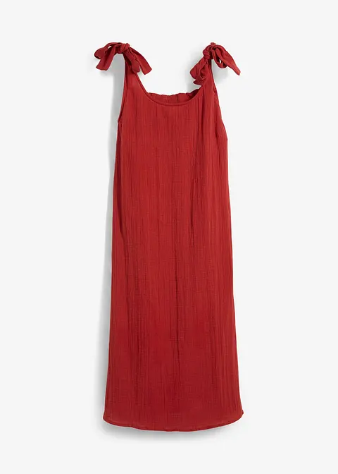 Trägerkleid aus weichem Musselin in rot von vorne - bonprix