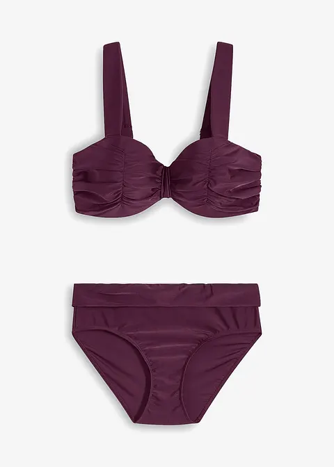 Balconette-Bikini mit gepolsterten Trägern (2-tlg.Set) in lila von vorne - bonprix