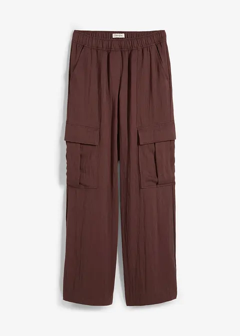 Cargohose aus fließendem Lyocell-Mix in braun von vorne - bonprix