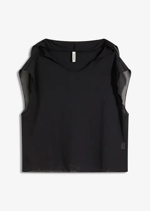 Transparentes Strandhirt mit Kapuze in schwarz von vorne - bonprix