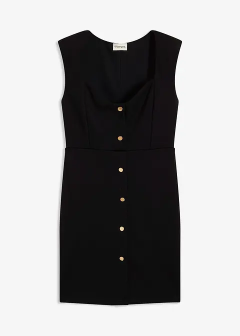 Minikleid mit Schulterpolstern in schwarz von vorne - bonprix