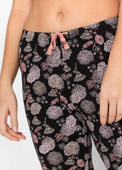 Pyjamahose (2er Pack) in schwarz (Detailaufnahme) - bonprix