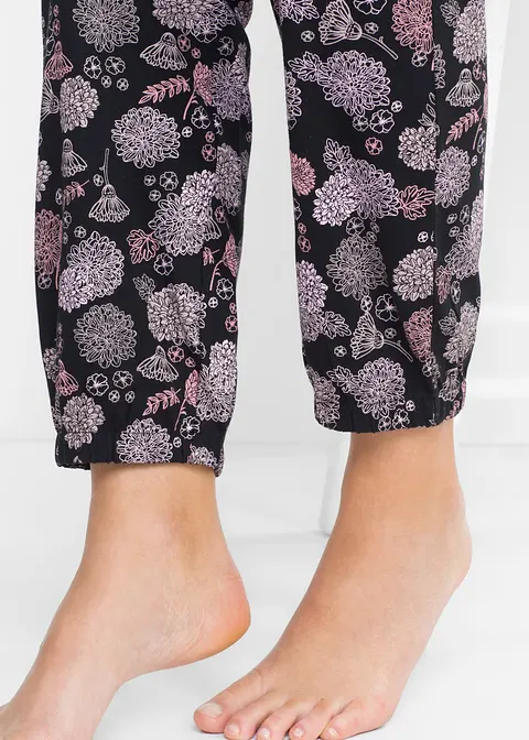 Pyjamahose (2er Pack) in schwarz (Detailaufnahme) - bonprix