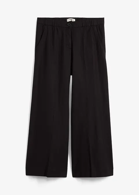 Culotte mit elastischem Bund aus Viskose-Mix in schwarz von vorne - bonprix