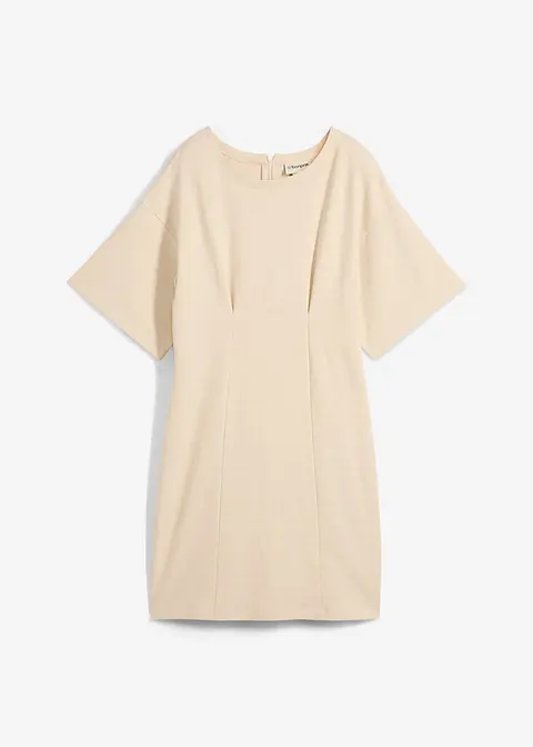 Shirtkleid aus reiner Baumwolle in beige von vorne - bonprix