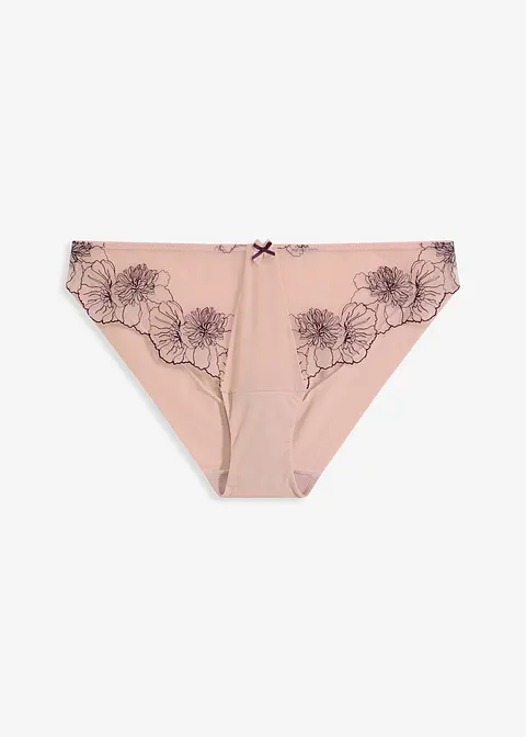 Slip mit zarter Stickerei in lila von vorne - bonprix