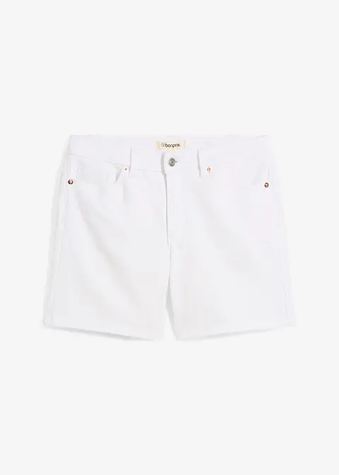 Jeans-Bermuda Mid Waist, Low Stretch in weiß von vorne - bonprix