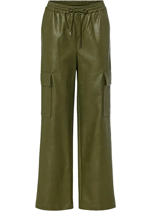 Lederimitat-Hose in grün von vorne - bonprix
