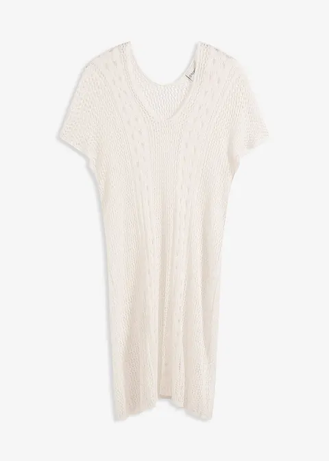 Strandkleid in Häkeloptik aus fließender Viskose in weiß von vorne - bonprix