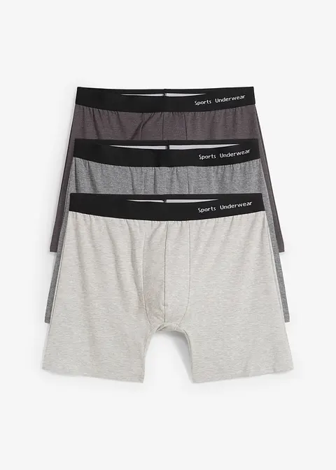 Boxershorts eng, mittellang(3er Pack) in grau - bonprix