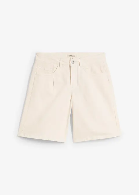 Jeans-Bermuda Mid Waist in beige von vorne - bonprix