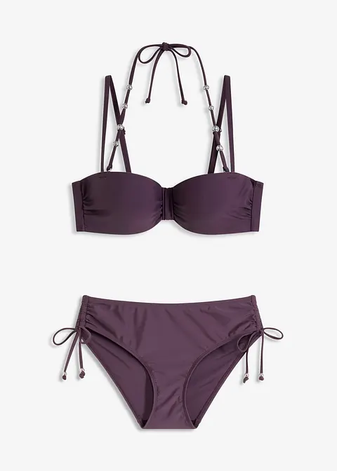 Balconette-Bikini (2-tlg. Set) mit extra Neckholder Träger in lila von vorne - bonprix