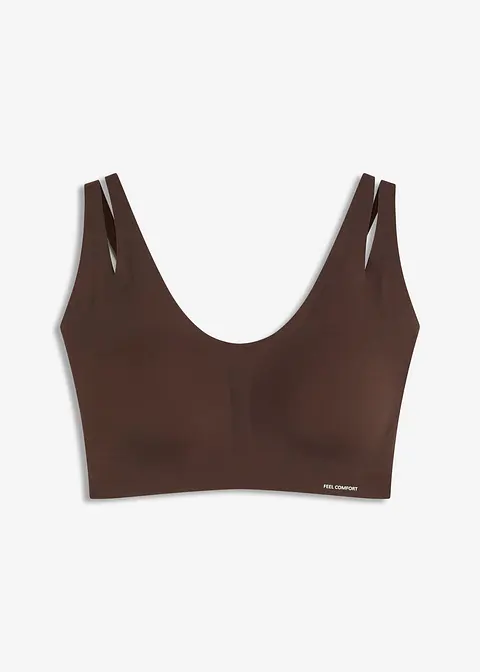 Wattiertes Feel Comfort Seamless Bralette in braun von vorne - bonprix