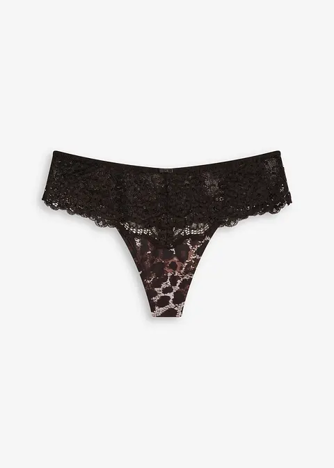 String Panty aus feiner Spitze in schwarz von vorne - bonprix