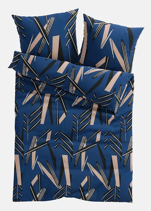 Bettwäsche mit grafischem Design in blau von vorne - bonprix