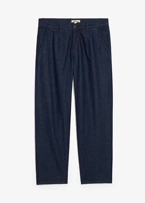 Loose Fit Jeans mit Bundfalten, Straight in blau von vorne - bonprix
