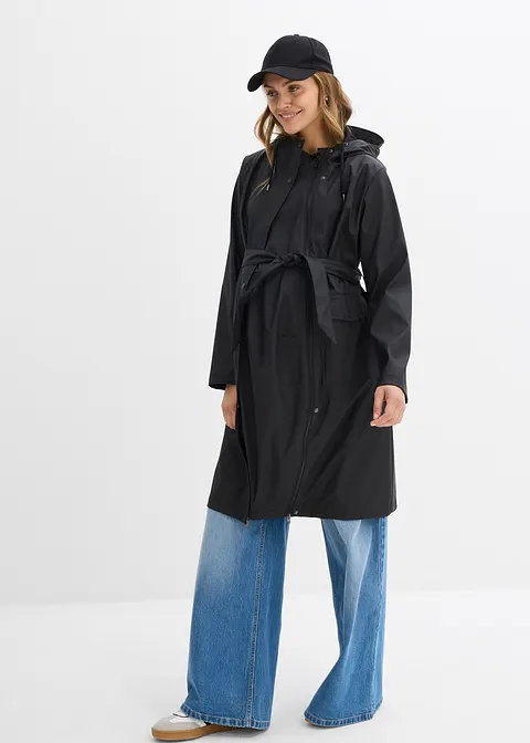 3-in-1 wind- und wasserdichter Umstands- und Tragemantel mit zwei Einsätzen in schwarz im Look von vorne (Totalaufnahme) - bonprix