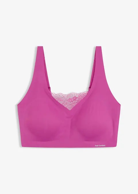 Wattiertes Feel Comfort Lasercut Bralette in lila von vorne - bonprix