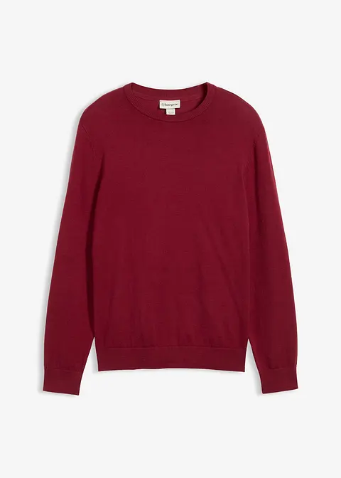 Feinstrickpullover in Regular Fit in rot von vorne - bonprix
