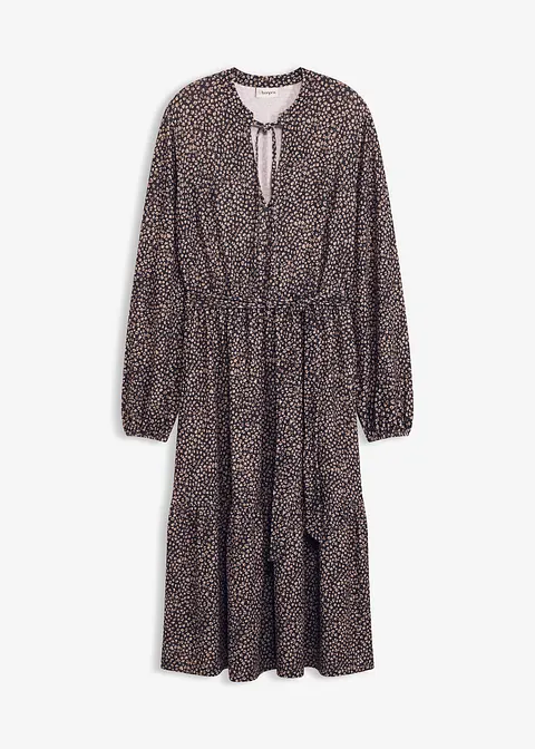 Midi-Jerseykleid in schwarz von vorne - bonprix