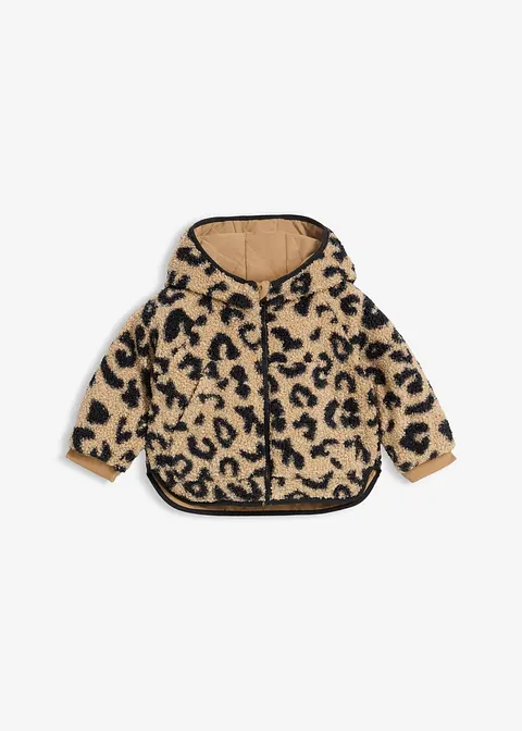 2-in-1 Wendejacke aus Teddy-Fleece in beige von vorne - bonprix