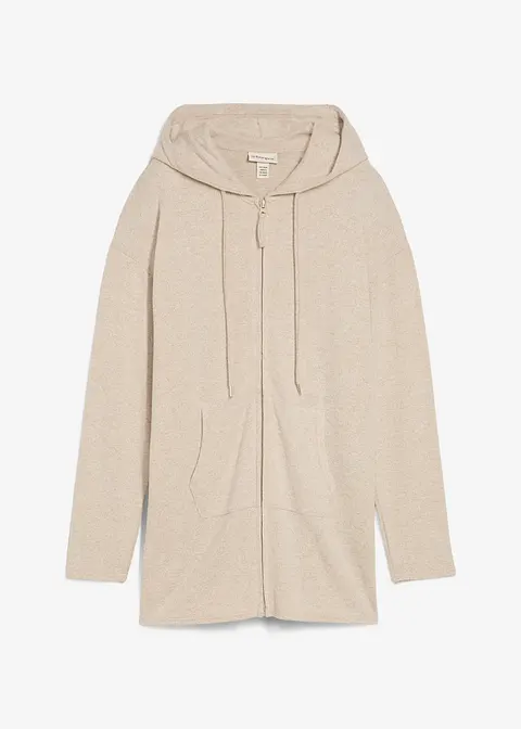 Feinstrickjacke aus feiner Viskose in beige von vorne - bonprix