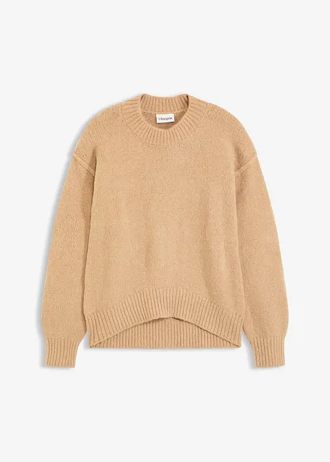 Oversize-Pullover in beige von vorne - bonprix