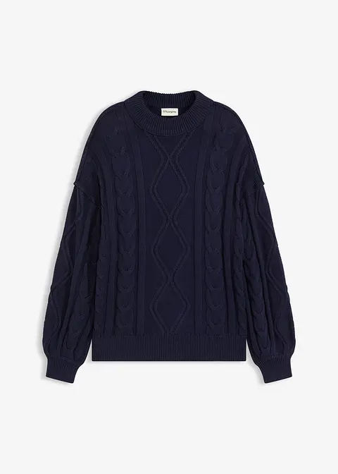 Mit modernem Strickmuster blau Damen bonprix