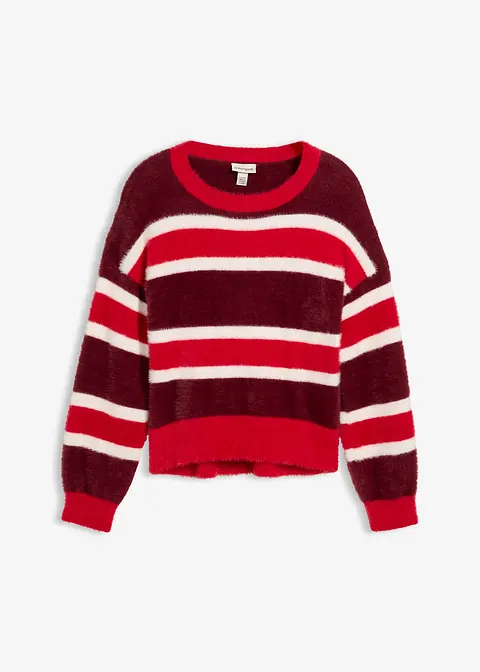 Oversize-Strickpullover in rot von vorne - bonprix