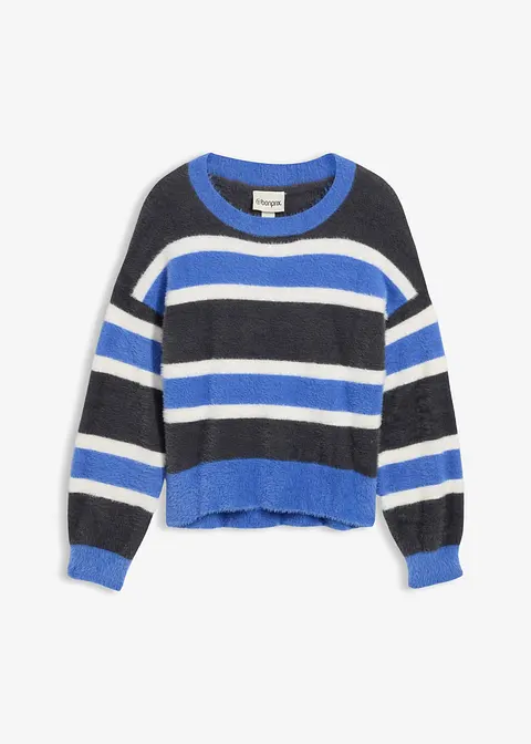 Oversize-Strickpullover in grau von vorne - bonprix