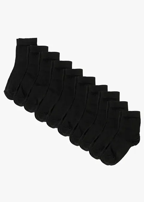 Kurzsocken mit Bio-Baumwolle (10er Pack) in schwarz von vorne - bonprix