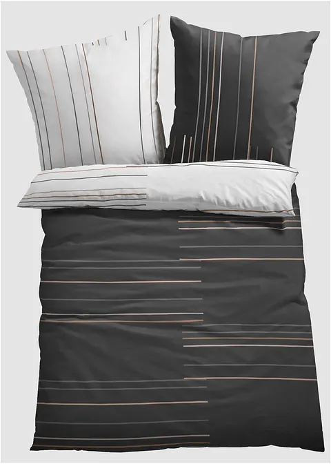 Wendebettwäsche mit Streifen in grau von vorne - bonprix
