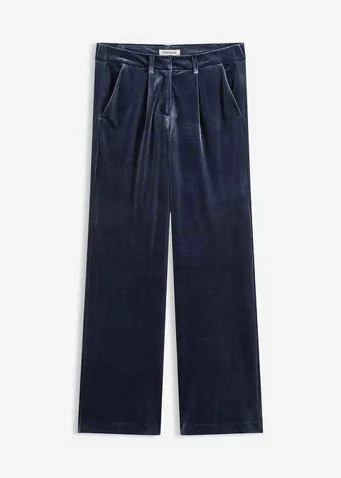 Hose aus softem Samt in blau von vorne - bonprix
