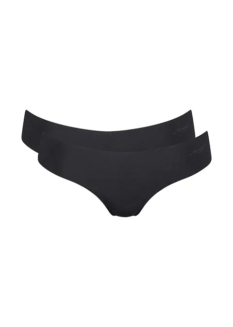 sloggi ZERO Microfibre 2.0 Hipstring (2er Pack) in schwarz von vorne - Sloggi